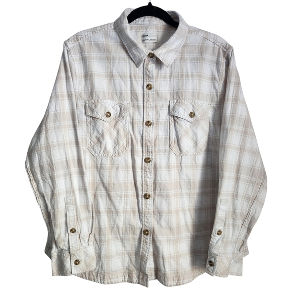 Frank & Oak Tops - Frank & Oak Beige Plaid Button Down Shirt